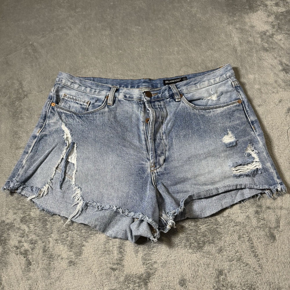 Blank NYC Women's Jean Shorts 32 Ripped Cut Off‎ Distressed The Barrow High Rise